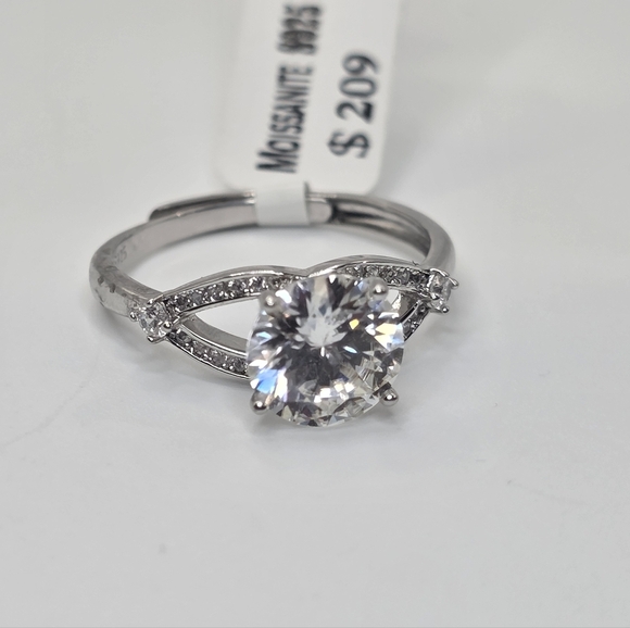 2ct MOISSANITE ADJUSTABLE RING Silver Diamond Ring - Picture 1 of 14